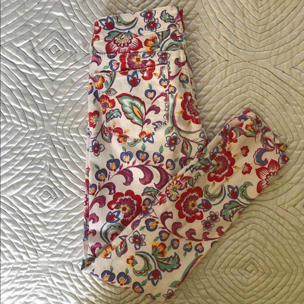Pilcro Mid/Rise Skinny White Printed Jeans